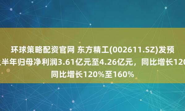 环球策略配资官网 东方精工(002611.SZ)发预增，预计上半年归母净利润3.61亿元至4.26亿元，同比增长120%至160%