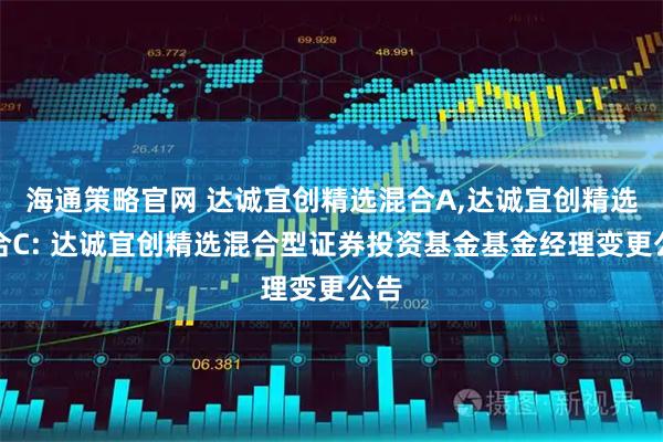 海通策略官网 达诚宜创精选混合A,达诚宜创精选混合C: 达诚宜创精选混合型证券投资基金基金经理变更公告