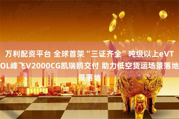 万利配资平台 全球首架“三证齐全”吨级以上eVTOL峰飞V2000CG凯瑞鸥交付 助力低空货运场景落地